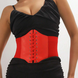 Ceinture Corset Rouge En Similicuir