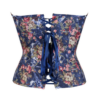 Corset à Imprimé Floral Bleu Bustier