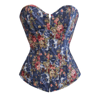 Corset à Imprimé Floral Bleu Bustier