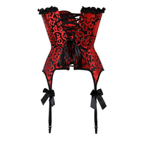 Corset Porte-Jarretelles Rouge Et Noir Bustier