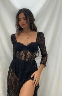 Robe corset dentelle noire de Corset-Chic